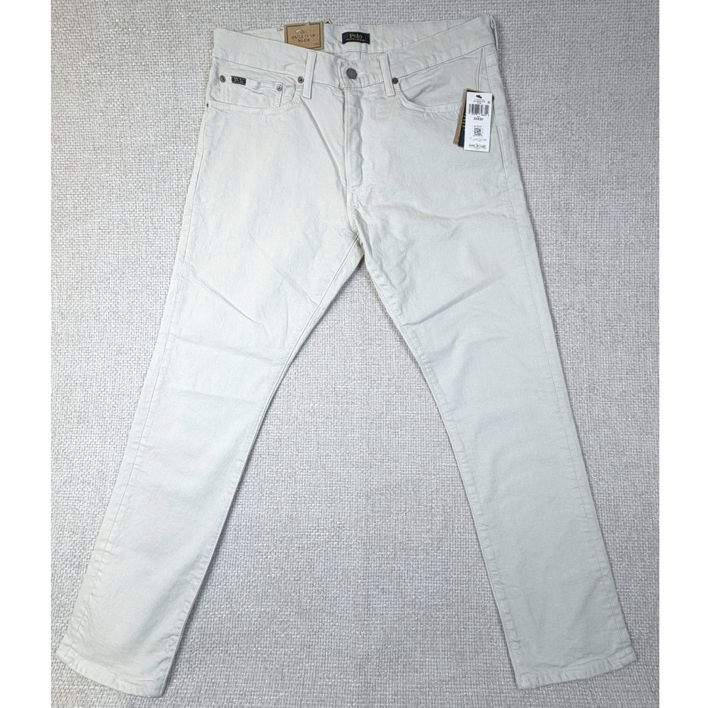 Polo Ralph Lauren Sullivan Slim Jeans Mens 33x30 Stone White Garment Dyed New